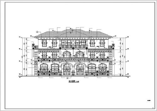 保定某小區三層連拼別墅建筑設計施工圖