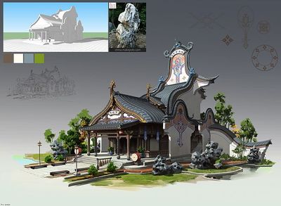 徽派建筑 單體建筑設計 洛克猴作品 CG原畫 游戲場景