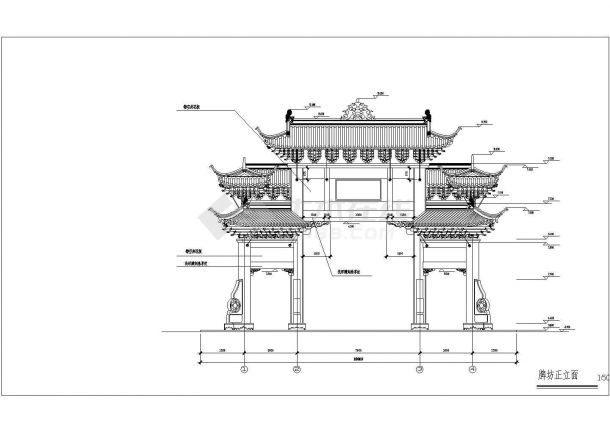 某地混凝土結(jié)構(gòu)仿古牌坊建筑設(shè)計施工圖