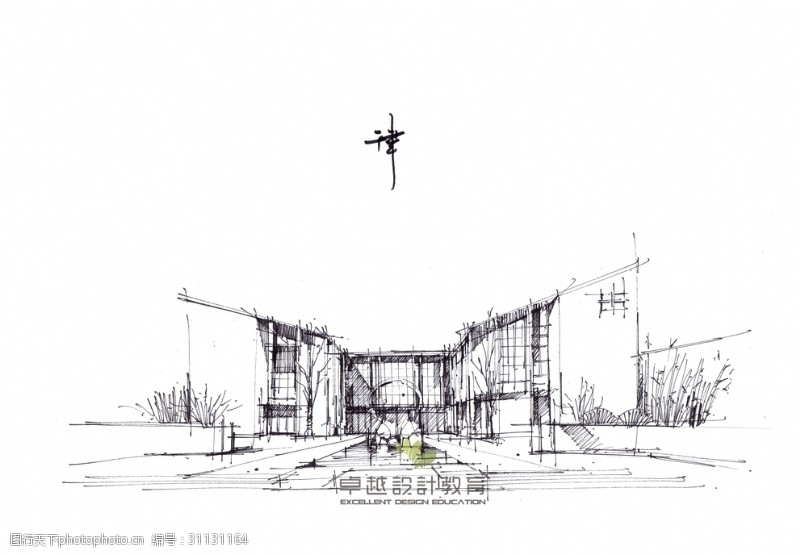 建筑設(shè)計線稿圖片素材
